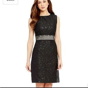 ANTONIO MELANI Black Lace Midi Dress with Embellished Waist